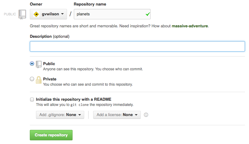 Creating a Repository on GitHub (Step 2)