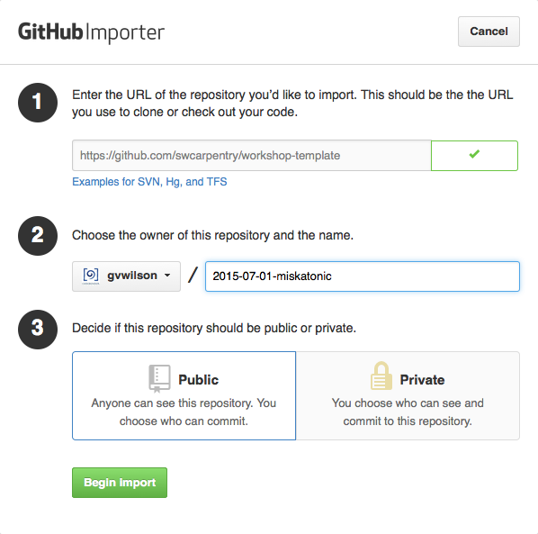 Using GitHub Import