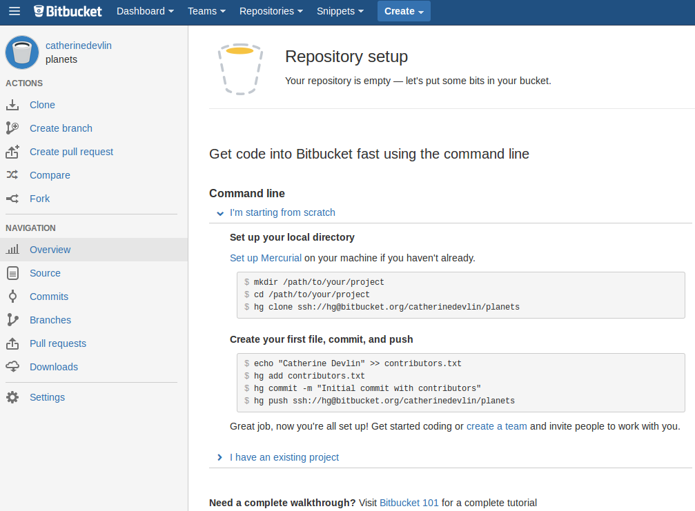 Creating a Repository on Bitbucket (Step 3)