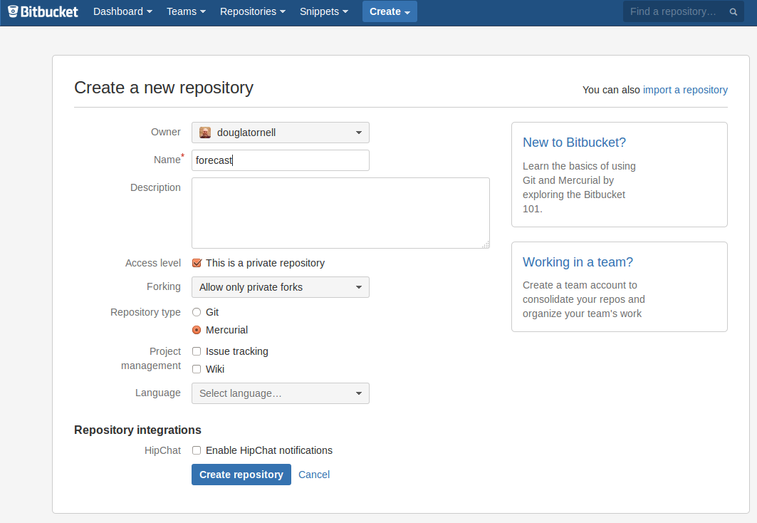 Creating a Repository on Bitbucket