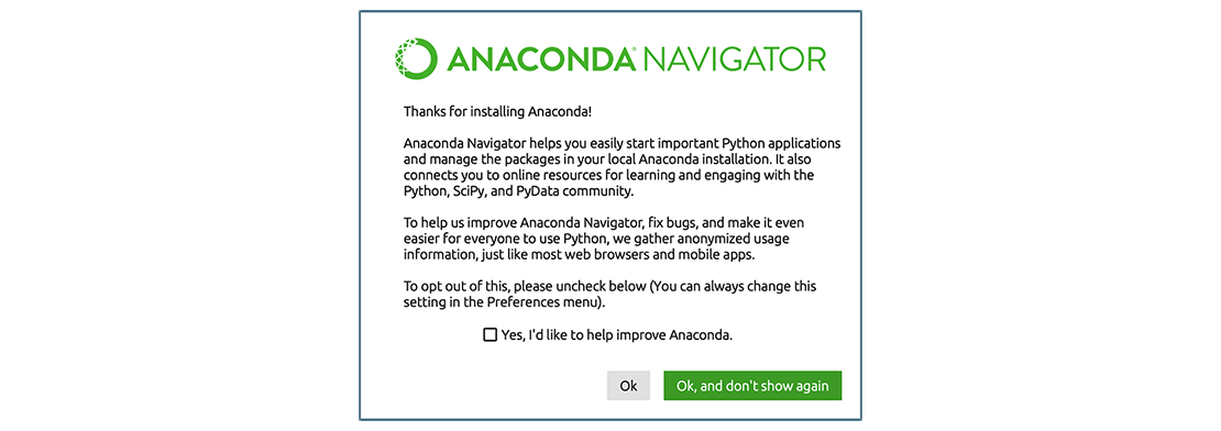 Anaconda Navigator first launch